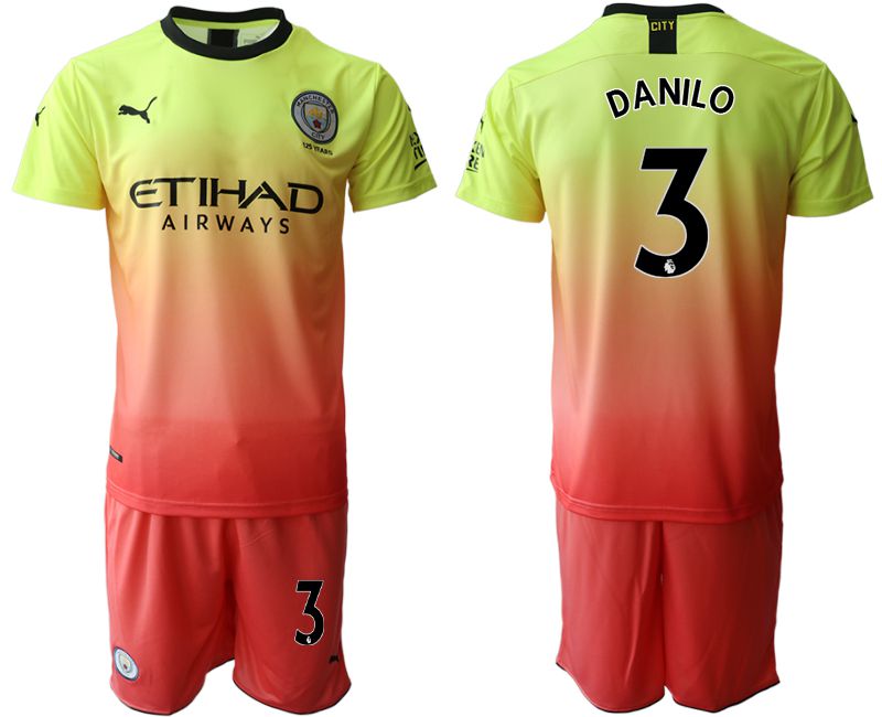 Men 2019-2020 club Manchester City away #3 yellow Soccer Jerseys